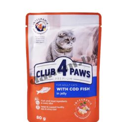 Club 4 Paws Premium Adult Cat Pouch Cod Fish In Jelly - с риба треска в желе, 80 гр
