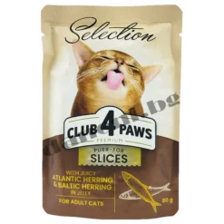 Club 4 Paws Premium Slices - Пауч за котки - Херинга и зеленчуци в желе, 80 гр