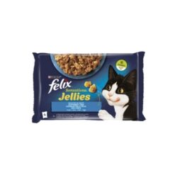 Felix Sensation Jellies - Паучове за котки с риба пъстърва и сьомга - мултиопаковка 4 х 85 гр