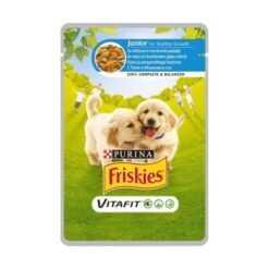 Пауч за подрастващи кучета - Friskies Junior Pouch с пилешко и моркови 100 гр