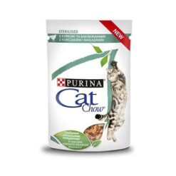 Purina Cat Chow Pouch Adult Sterilised - Мокра храна за кастрирани котки с пилешко и патладжан в сос 85 гр
