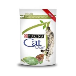 Purina Cat Chow Pouch Adult Sterilised - Пауч за котки с агнешко и зелен фасул в сос 85 гр