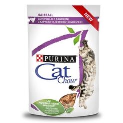 Пауч за котки - Cat Chow Pouch Adult Hairball - Пиле и зелен фасул в сос 85 гр