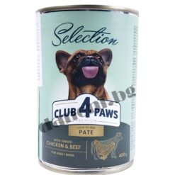 Club 4 Paws Premium Dog Adult - Консервирана храна за куче - Пастет с пилешко и телешко, 400 гр