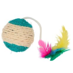 Kerbl Sisal Ball – Котешка играчка Сезалена топка с пера 6 см