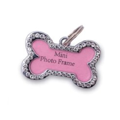 Медальон адресник за куче - кокалче с камъни