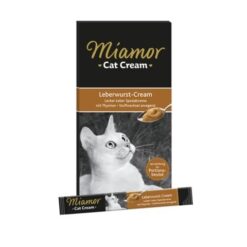 Лакомство за котки Miamor Cat Cream Leberwurst - Cream, Черен дроб и мащерка, 6 x 15 гр