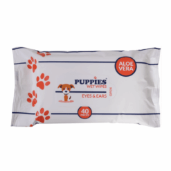 Мокри кърпи за очи и уши Puppies, Алое вера, 40 бр.