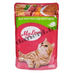 Пауч за котка My Love Adult Cat Pouch, Tелешко и зеленчуци в желе, 100 гр