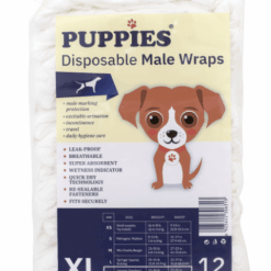 Памперси за мъжки кучета Puppies Disposable Male Wraps, размер M, 12 бр
