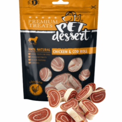 Pet's Dessert - Лакомство за кучета - Рулца с пилешко месо и риба треска 80 гр