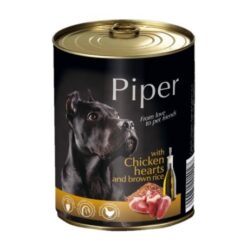 Консерва за кучета - Piper Chicken Hearts Adult Dog с пилешки сърца и кафяв ориз 800 гр